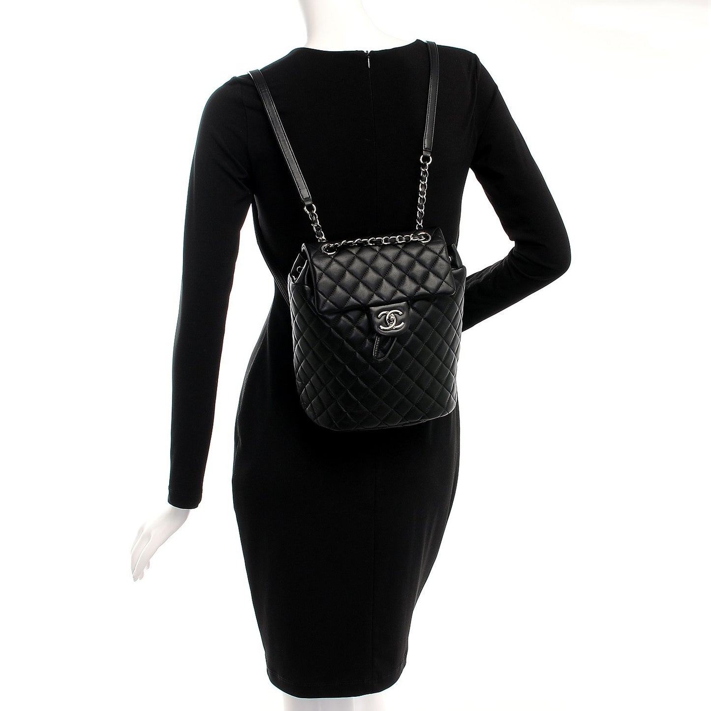 Lambskin Quilted Small Urban Spirit Backpack Black
