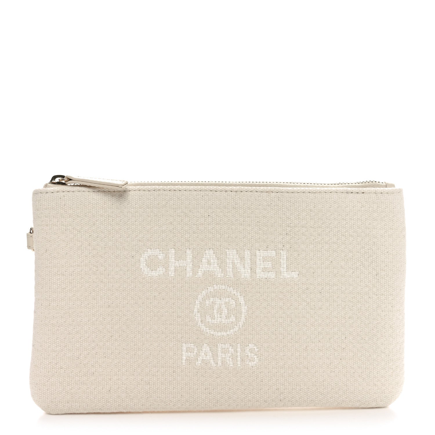 Chanel Canvas Deauville Cosmetic Pouch Light Beige 1 of 9