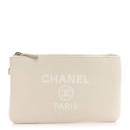 Chanel Canvas Deauville Cosmetic Pouch Light Beige 1 of 9