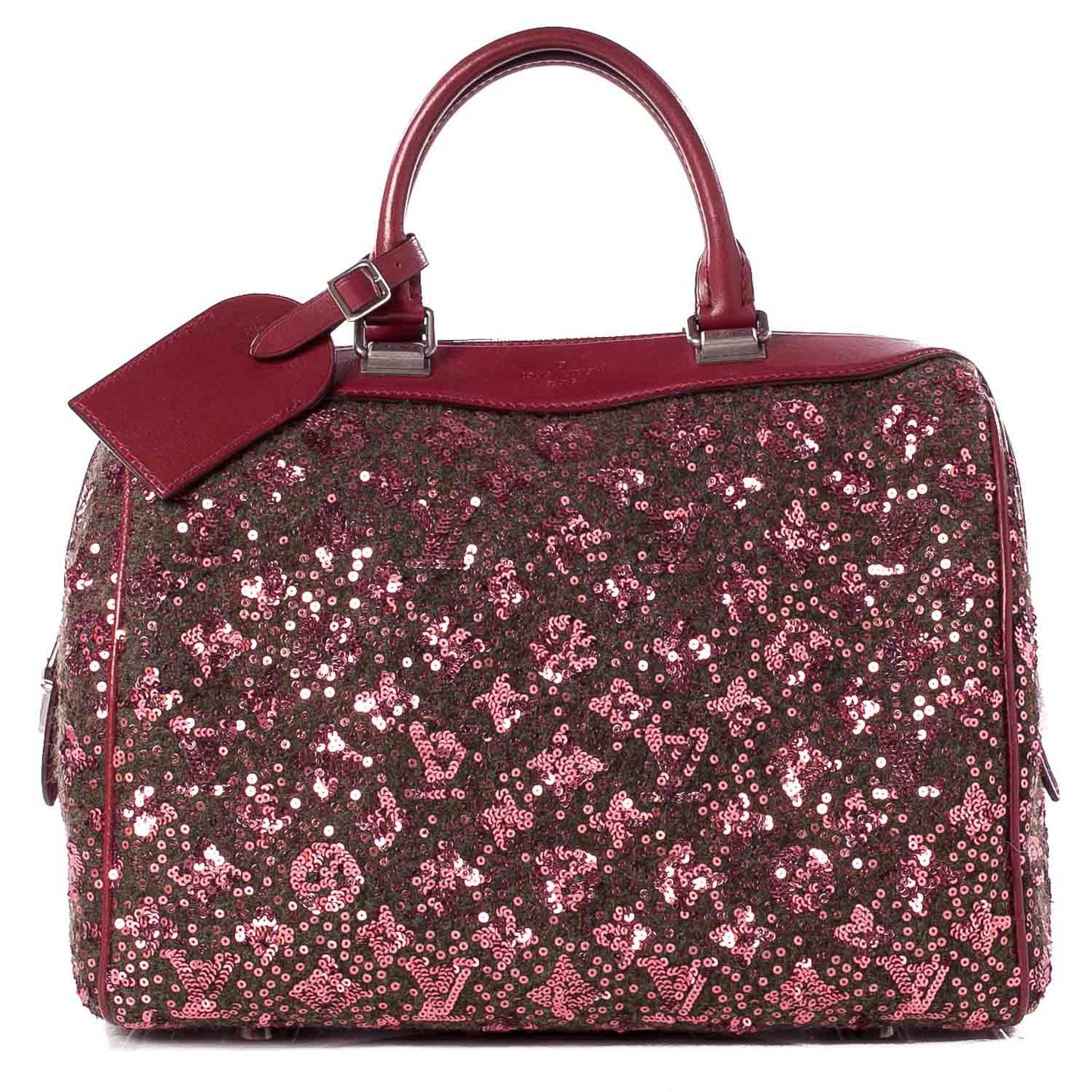 Sequin Monogram Sunshine Express Speedy Burgundy