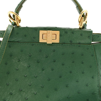 Fendi Ostrich Shiny Nappa Mini Peekaboo I SEE U Satchel Green 9 of 16