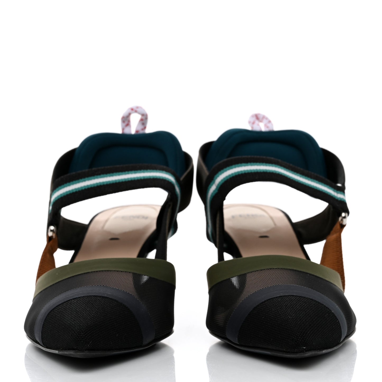 Technical Mesh Colibri 55mm Slingback Pumps 37.5 Black Verde Military