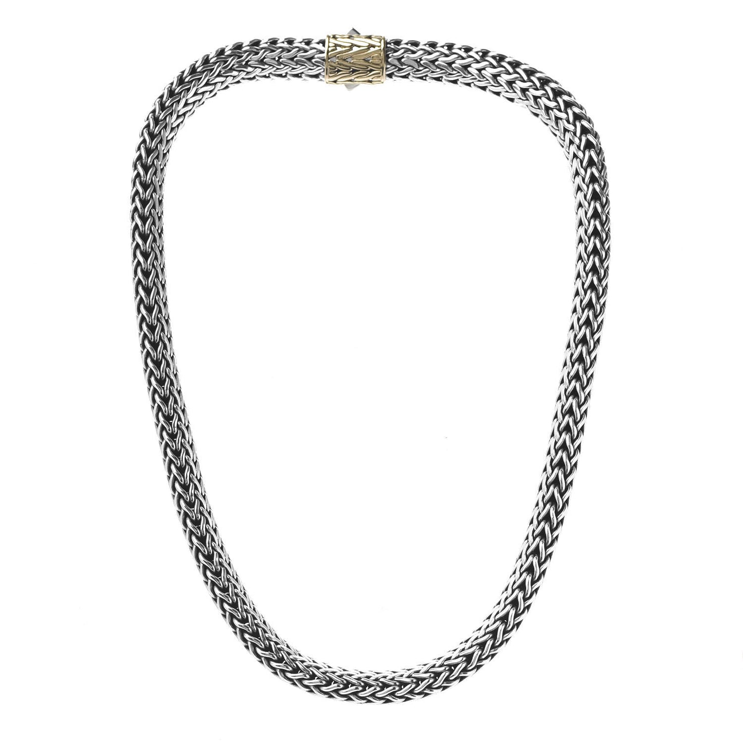 Sterling Silver 18K Yellow Gold 11mm Classic Chain Necklace