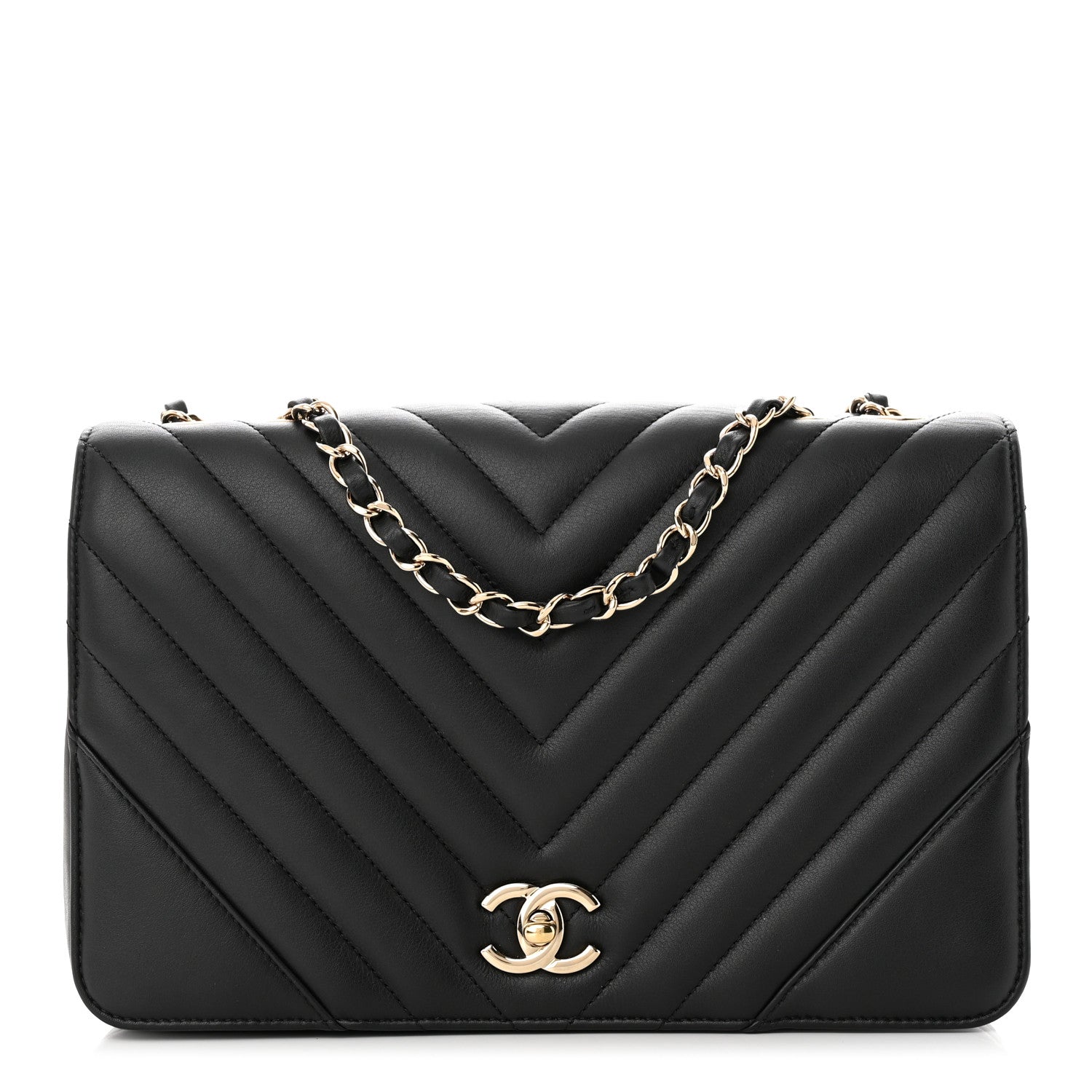 Chanel Calfskin Chevron Quilted Large Statement Flap Black 1 of 12
