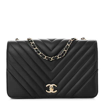 Chanel Calfskin Chevron Quilted Large Statement Flap Black 1 of 12
