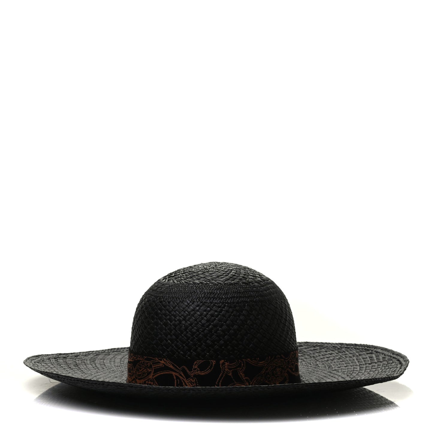 Straw Brides De Gala Panama Carrousel Hat 57 Black Terracotta