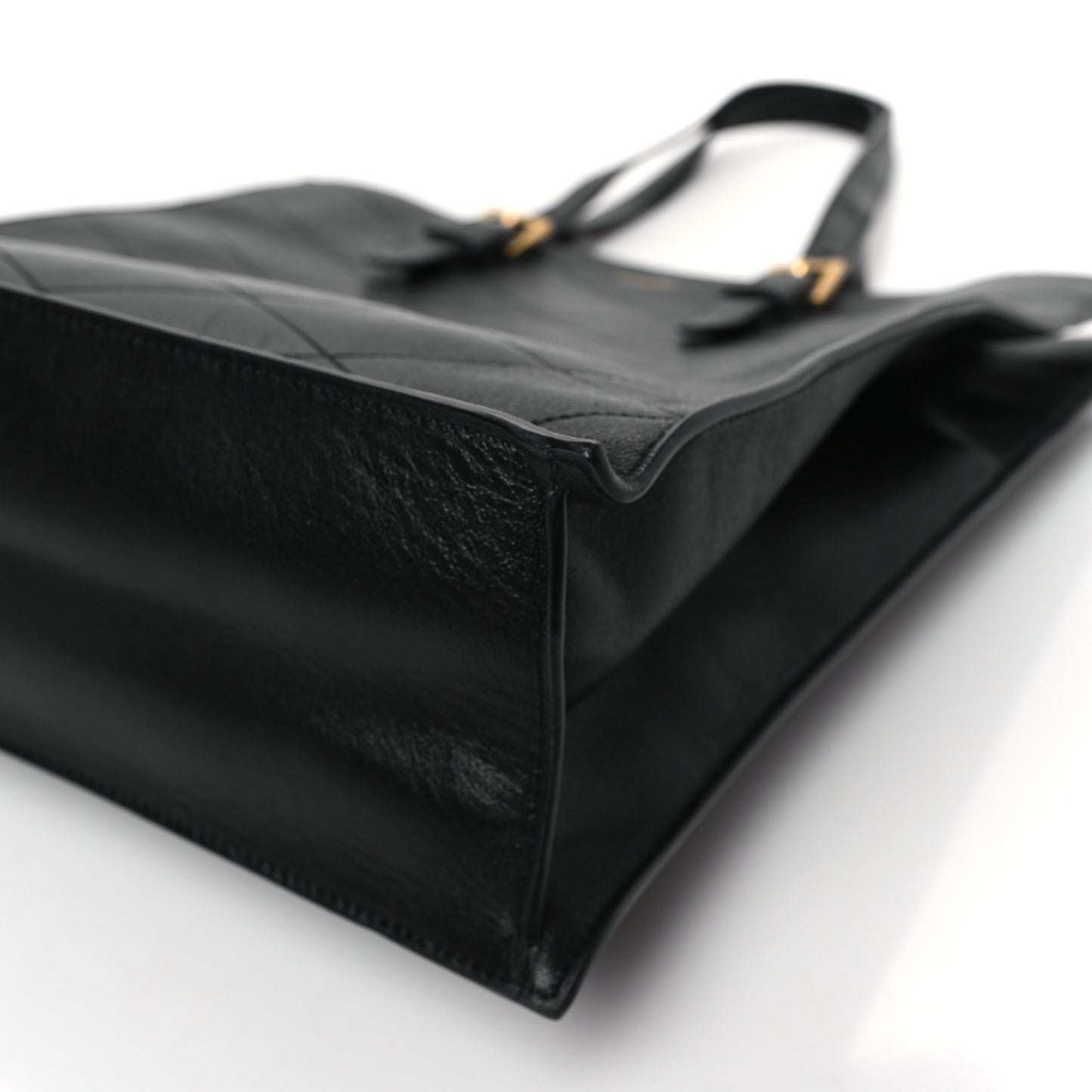 Lambskin Quilted Sade Puffer Tote Black