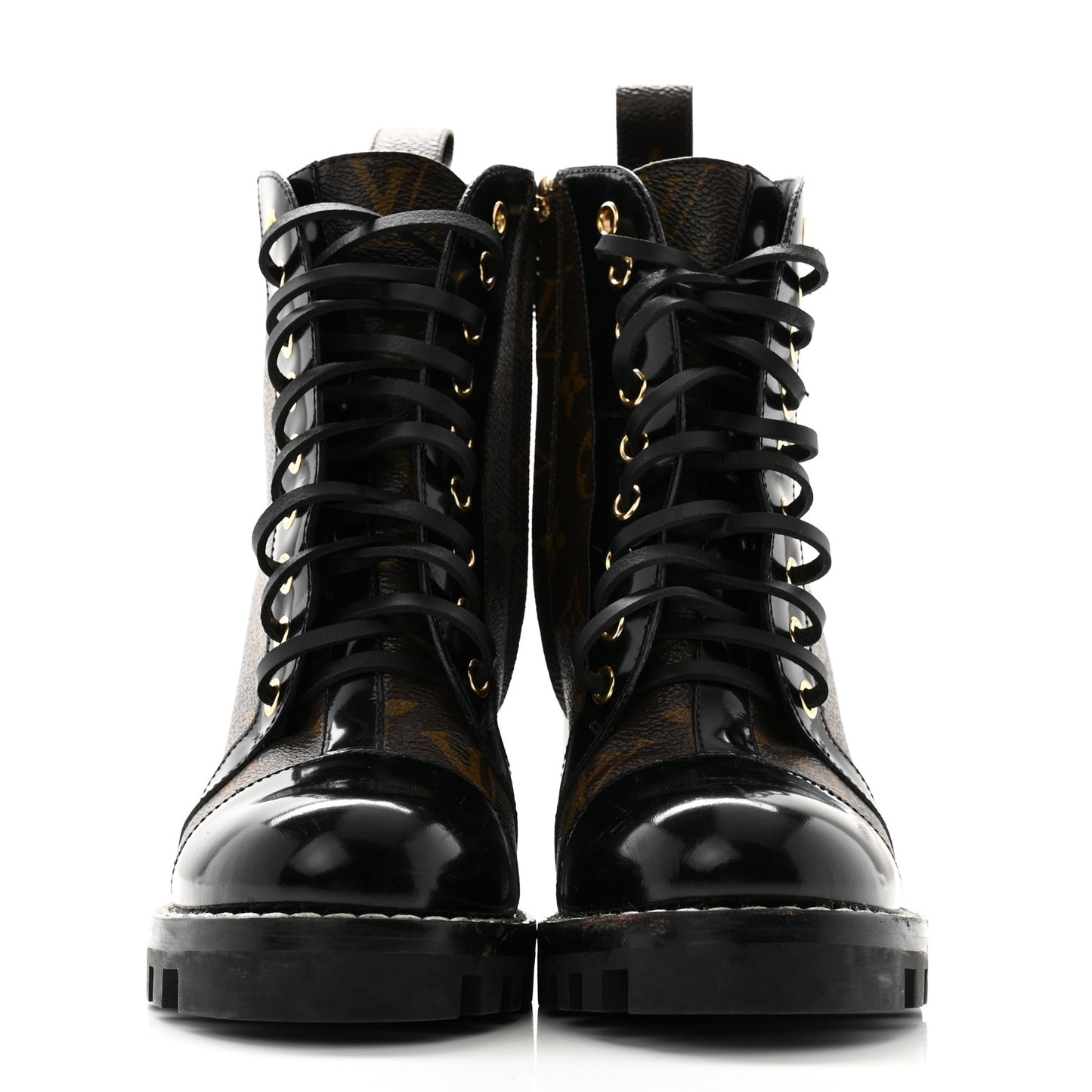 Patent Calfskin Monogram Star Trail Ankle Boots 35 Black
