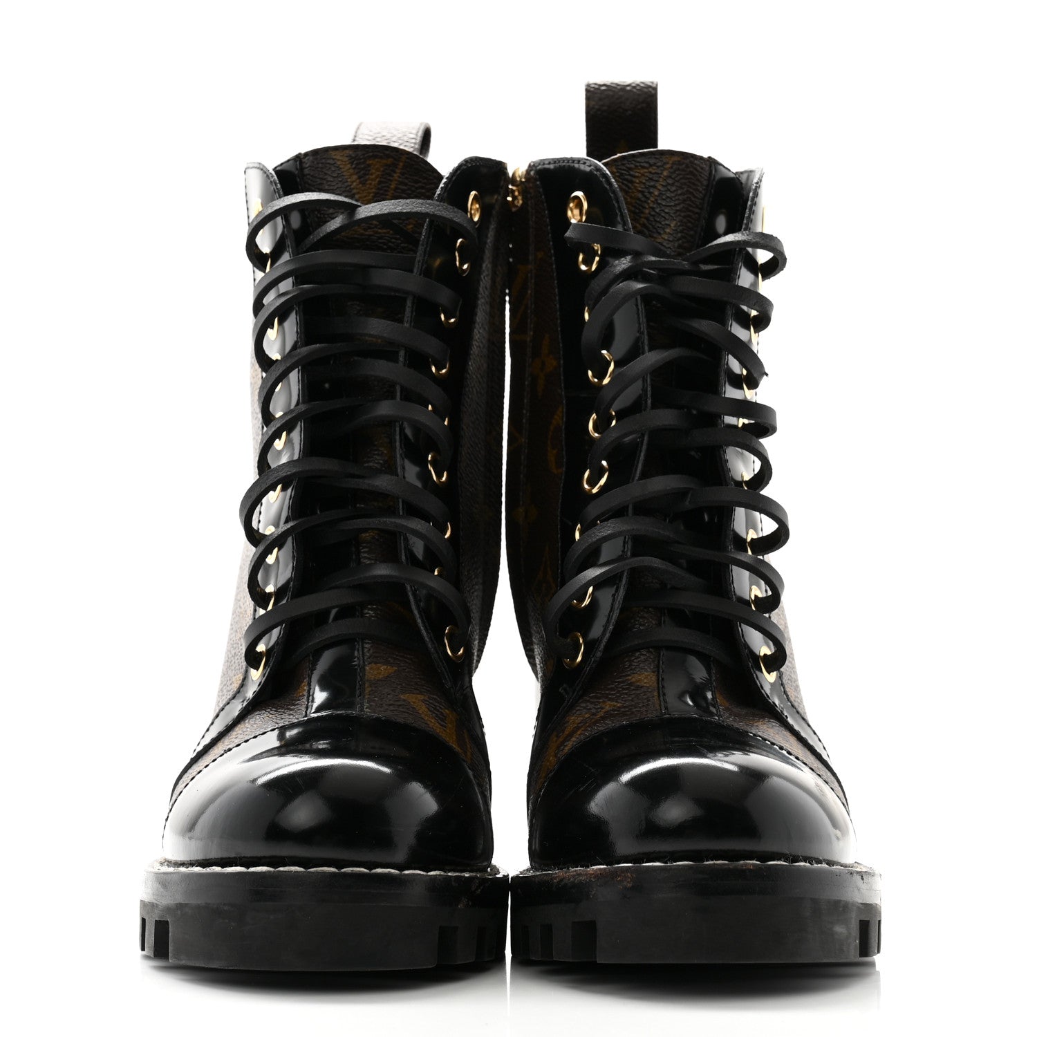 Louis Vuitton Patent Calfskin Monogram Star Trail Ankle Boots 35 Black 2 of 8
