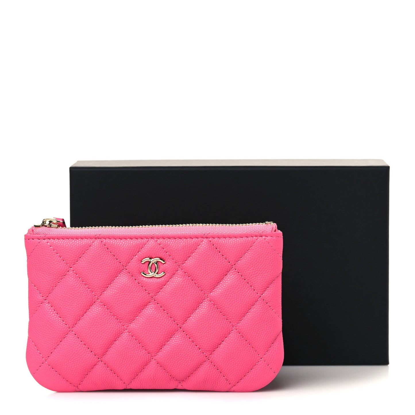Caviar Quilted Small Cosmetic Case Pink