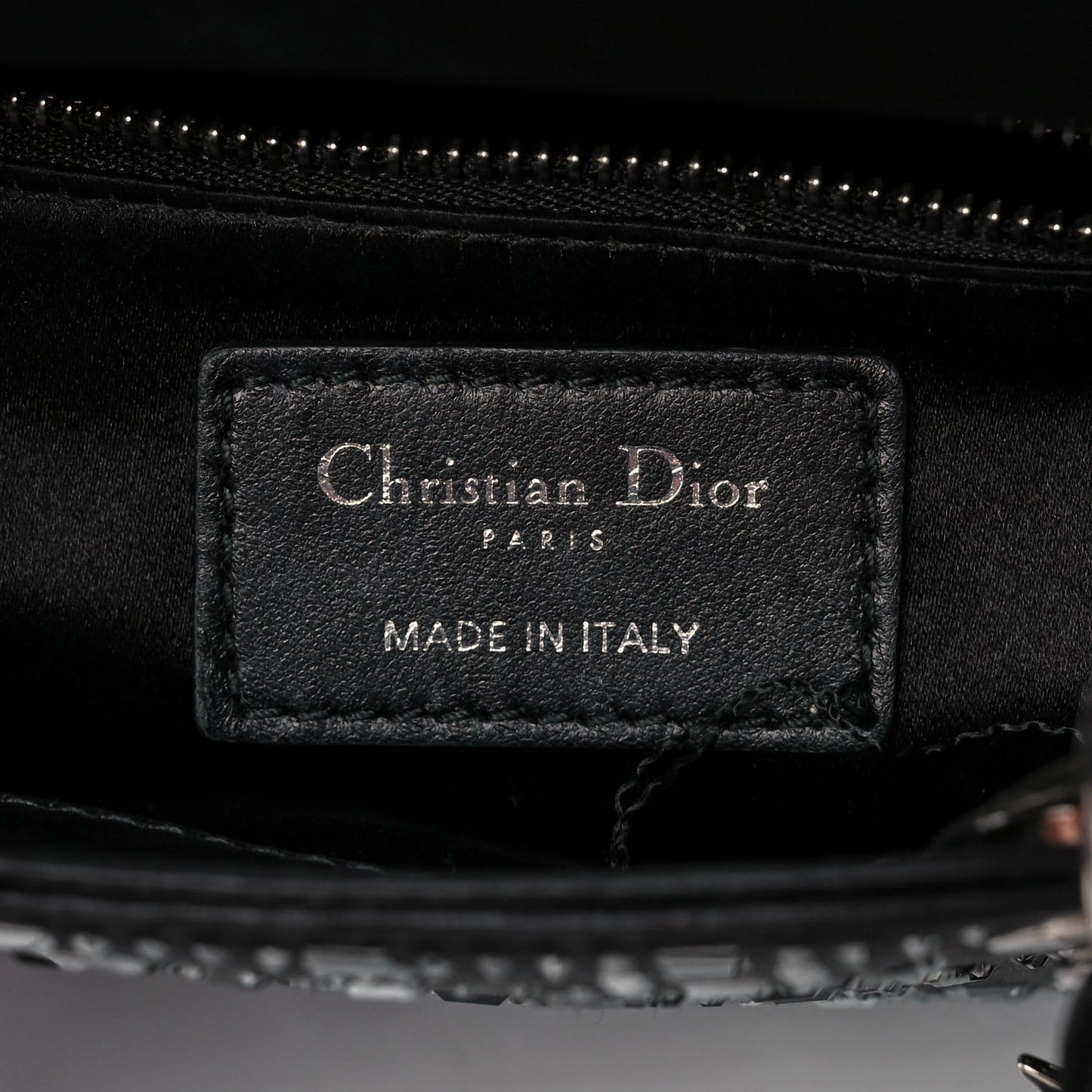 Satin Crystal Cannage Mini Lady Dior Black