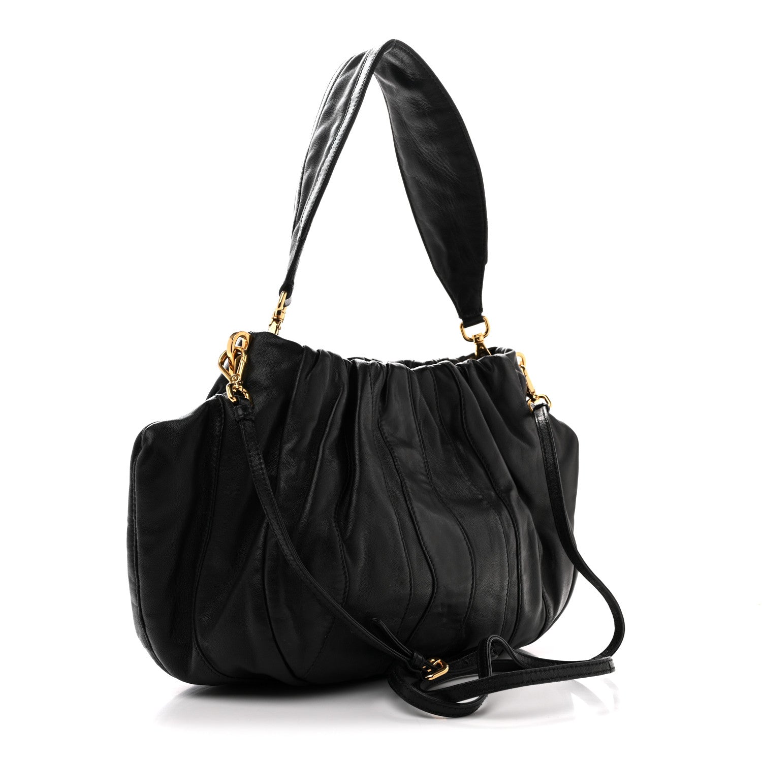 Prada Nappa Stripes Hobo Black 3 of 10