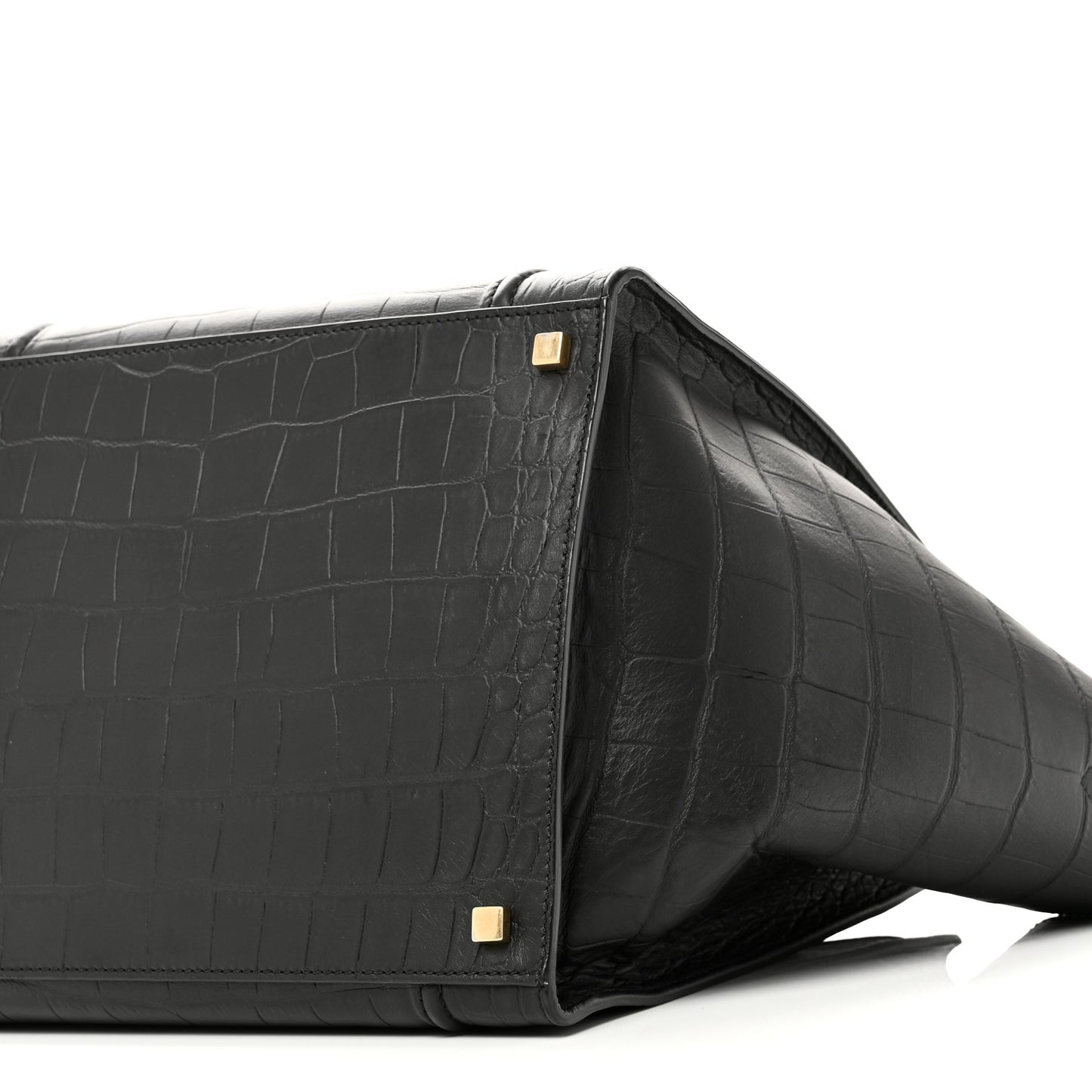 Crocodile Embossed Calfskin Medium Phantom Luggage Black