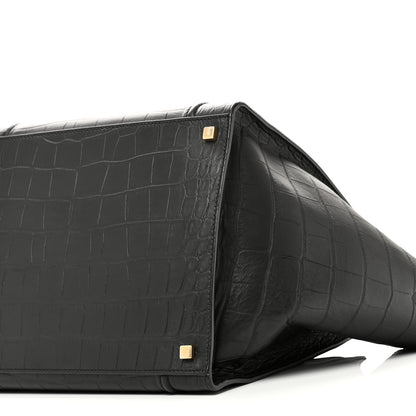 Celine Crocodile Embossed Calfskin Medium Phantom Luggage Black 9 of 9