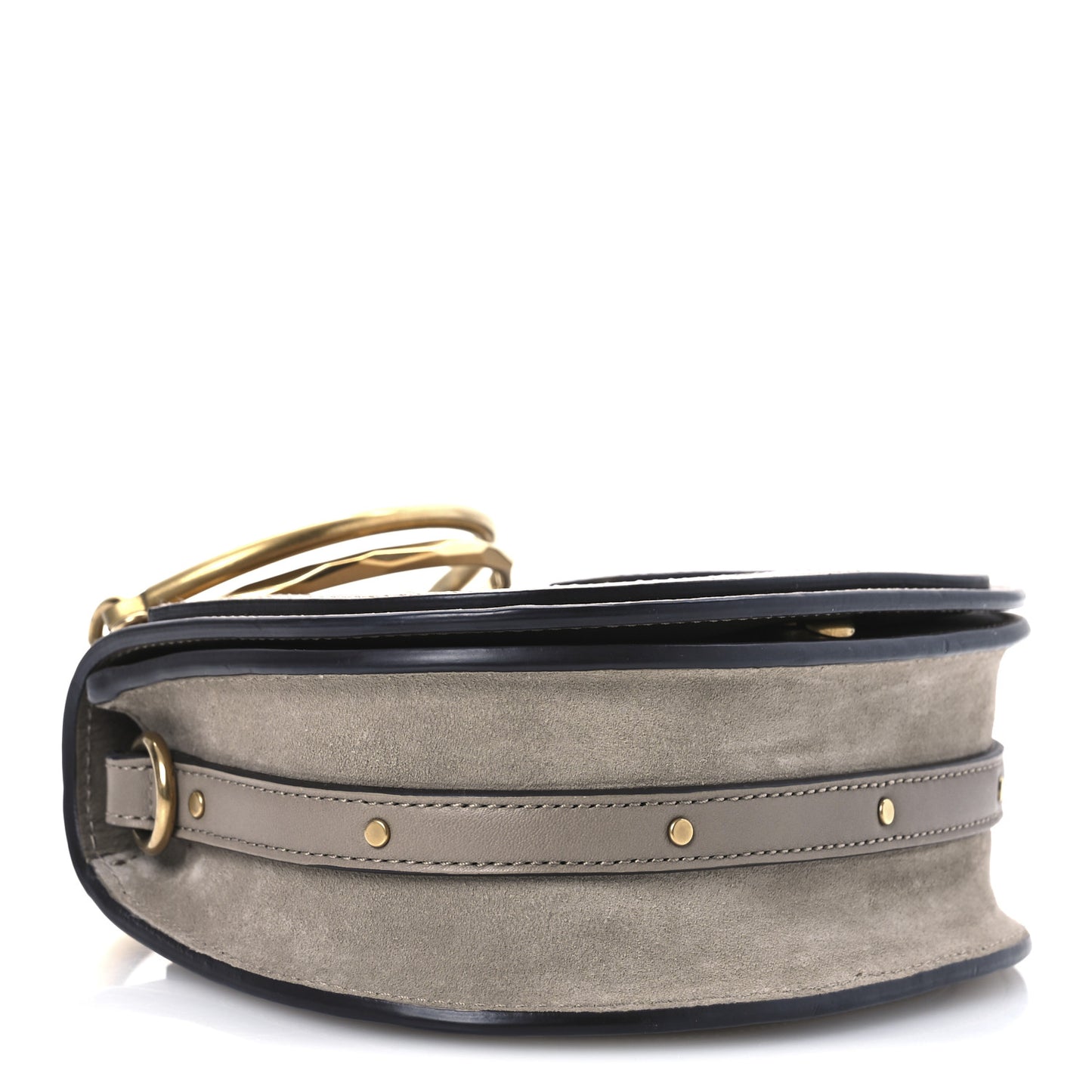 Calfskin Suede Small Nile Bracelet Bag Motty Grey
