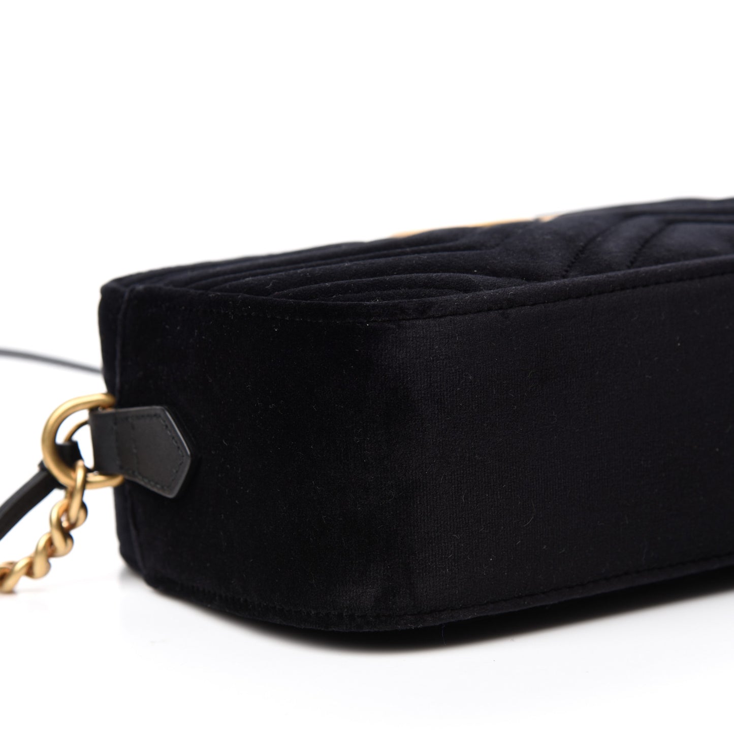Velvet Matelasse Small GG Marmont Chain Shoulder Bag Black
