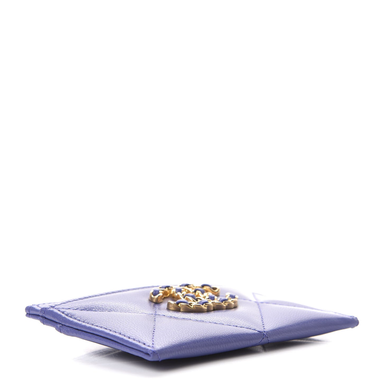 Shiny Goatskin Quilted 19 Card Holder Purple