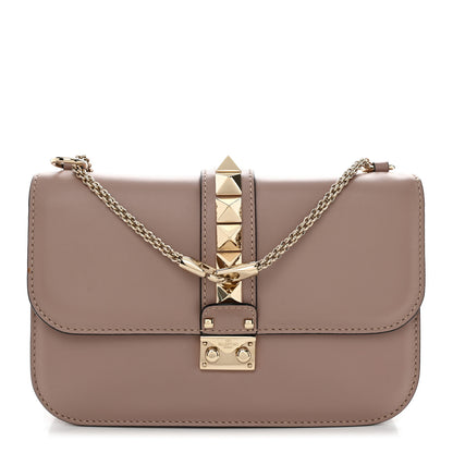 Valentino Garavani Vitello Medium Glam Lock Rockstud Flap Poudre 1 of 10