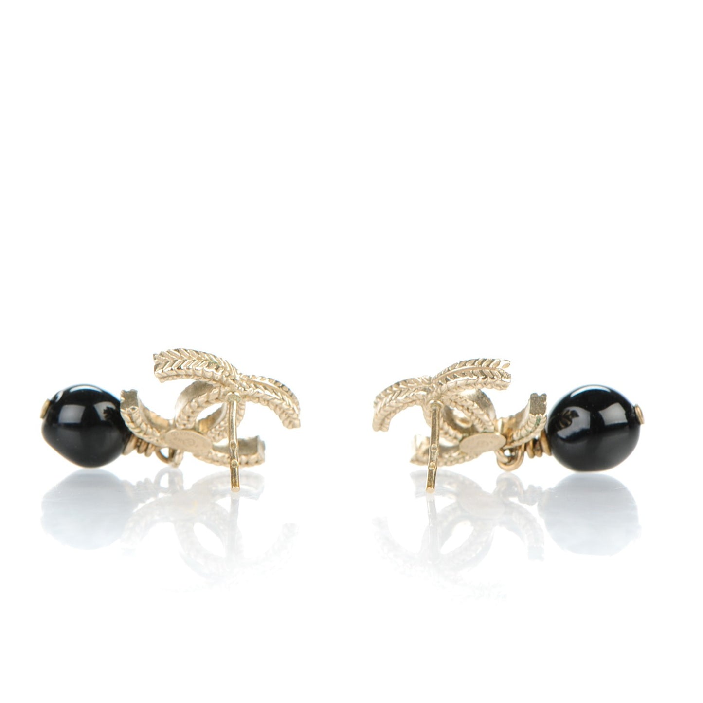 CC Bead Drop Earrings Gold Black