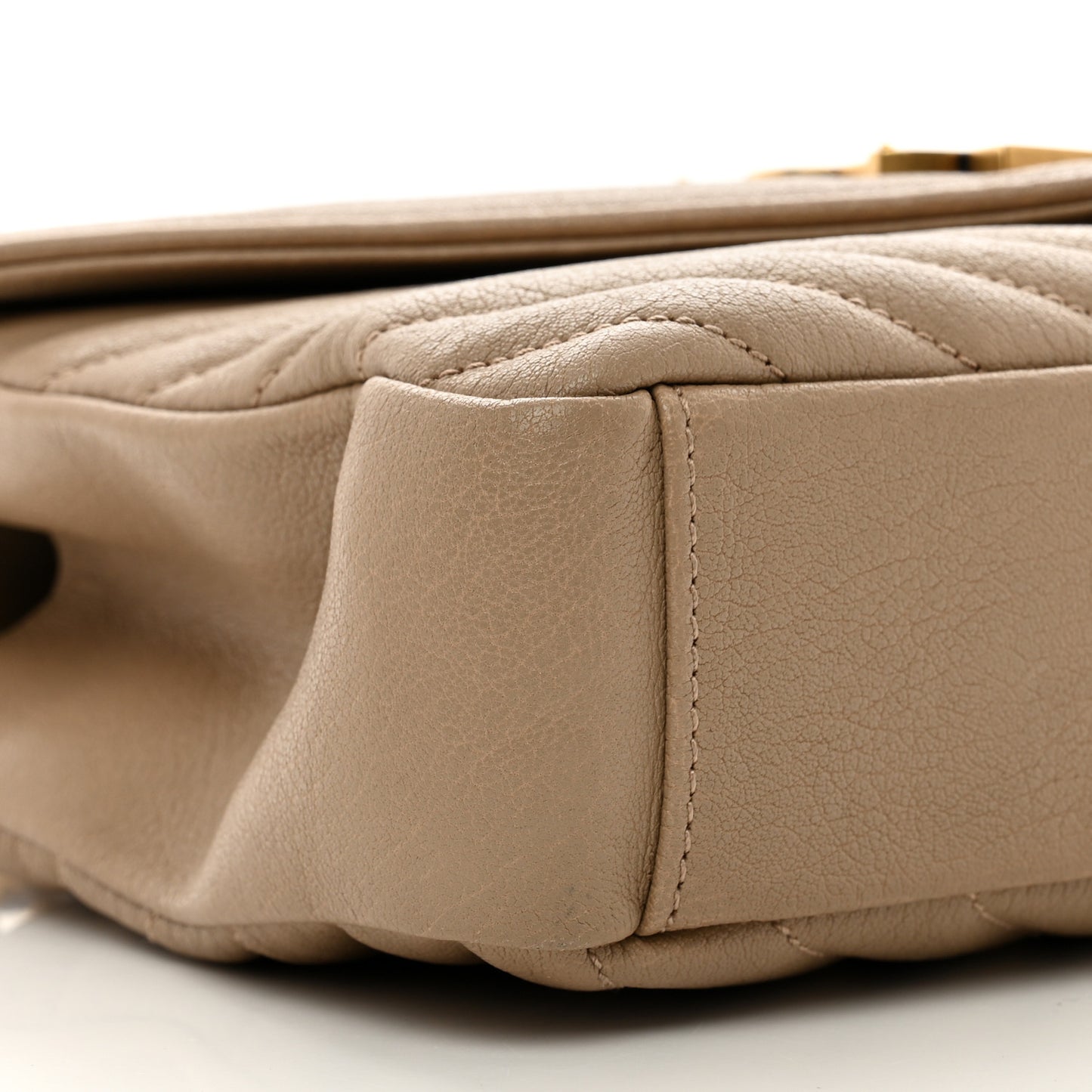 Sheepskin Matelasse Chevron Monogram Medium College Bag Dark Beige
