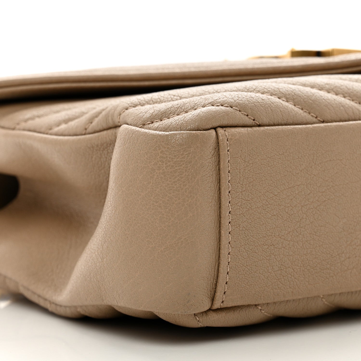 Saint Laurent Sheepskin Matelasse Chevron Monogram Medium College Bag Dark Beige 10 of 13