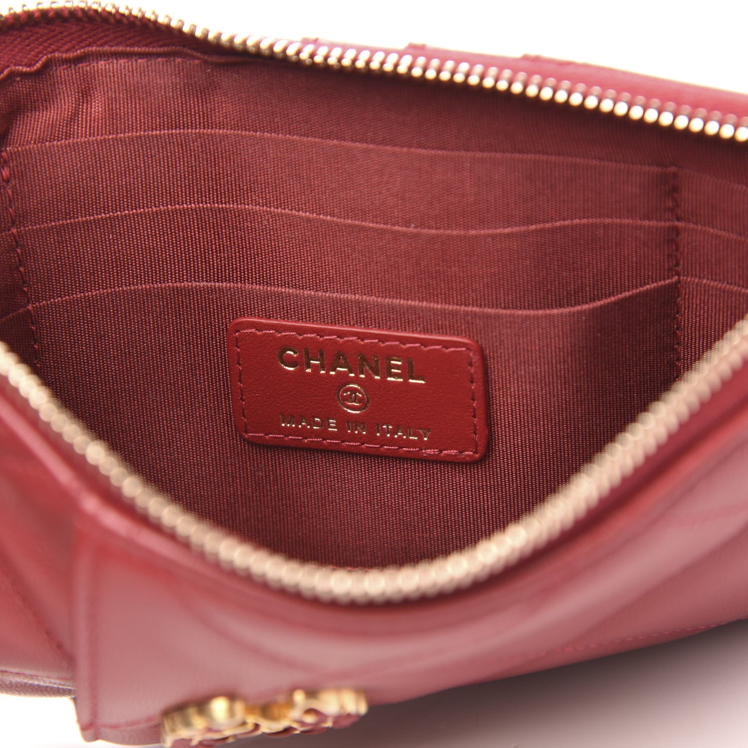 Chanel Shiny Goatskin Quilted 19 Flat Wallet Pouch Red 7 of 10