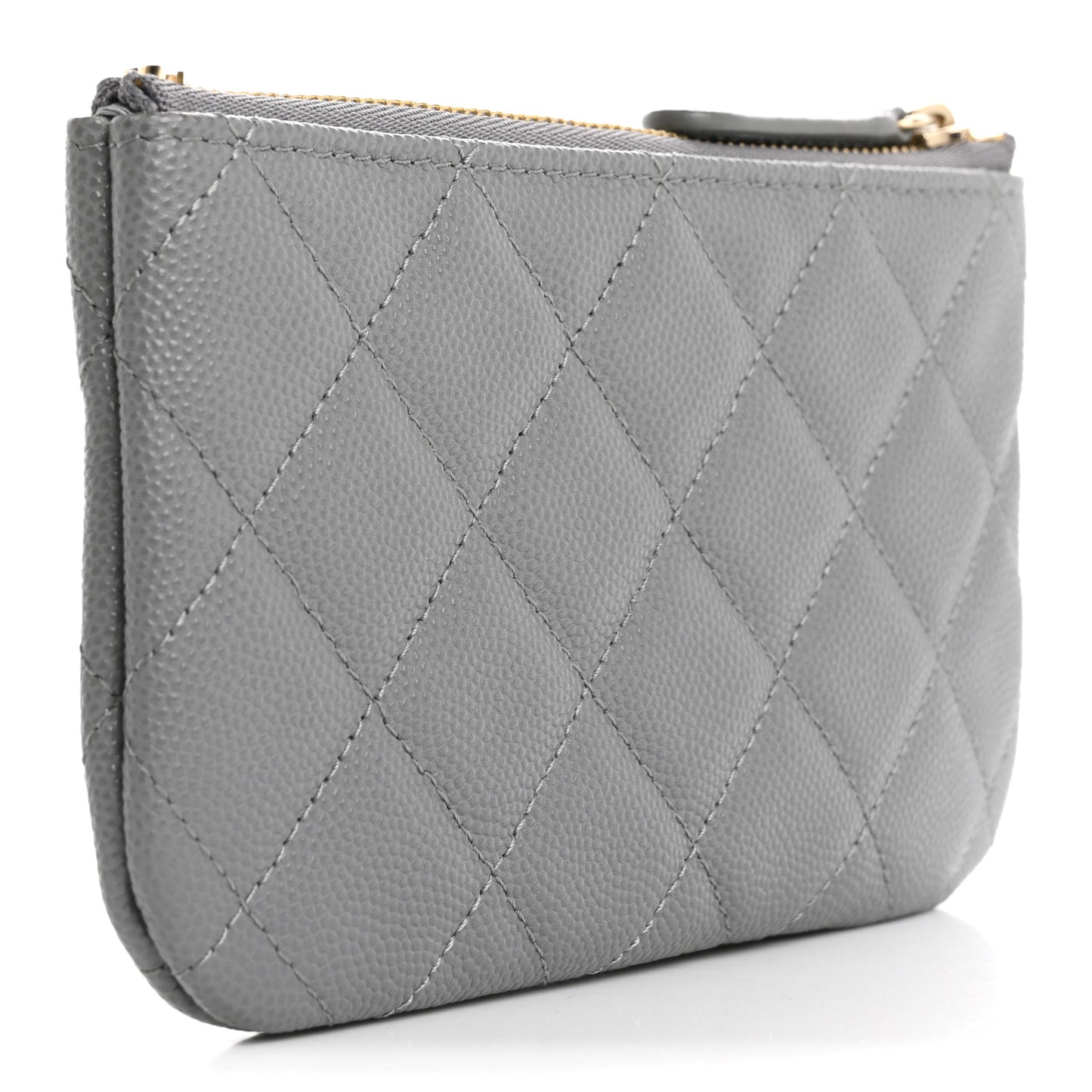 Caviar Quilted Small Cosmetic Case Grey