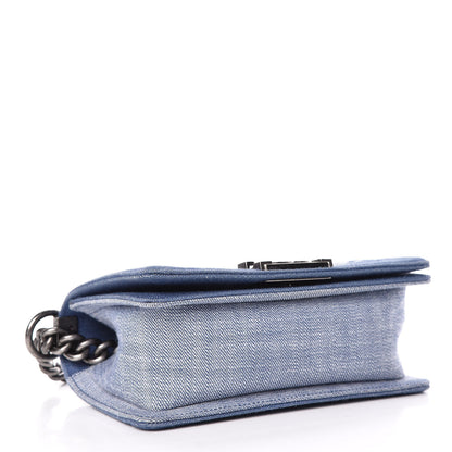 Chanel Denim Chevron Small Boy Flap Light Blue 4 of 12