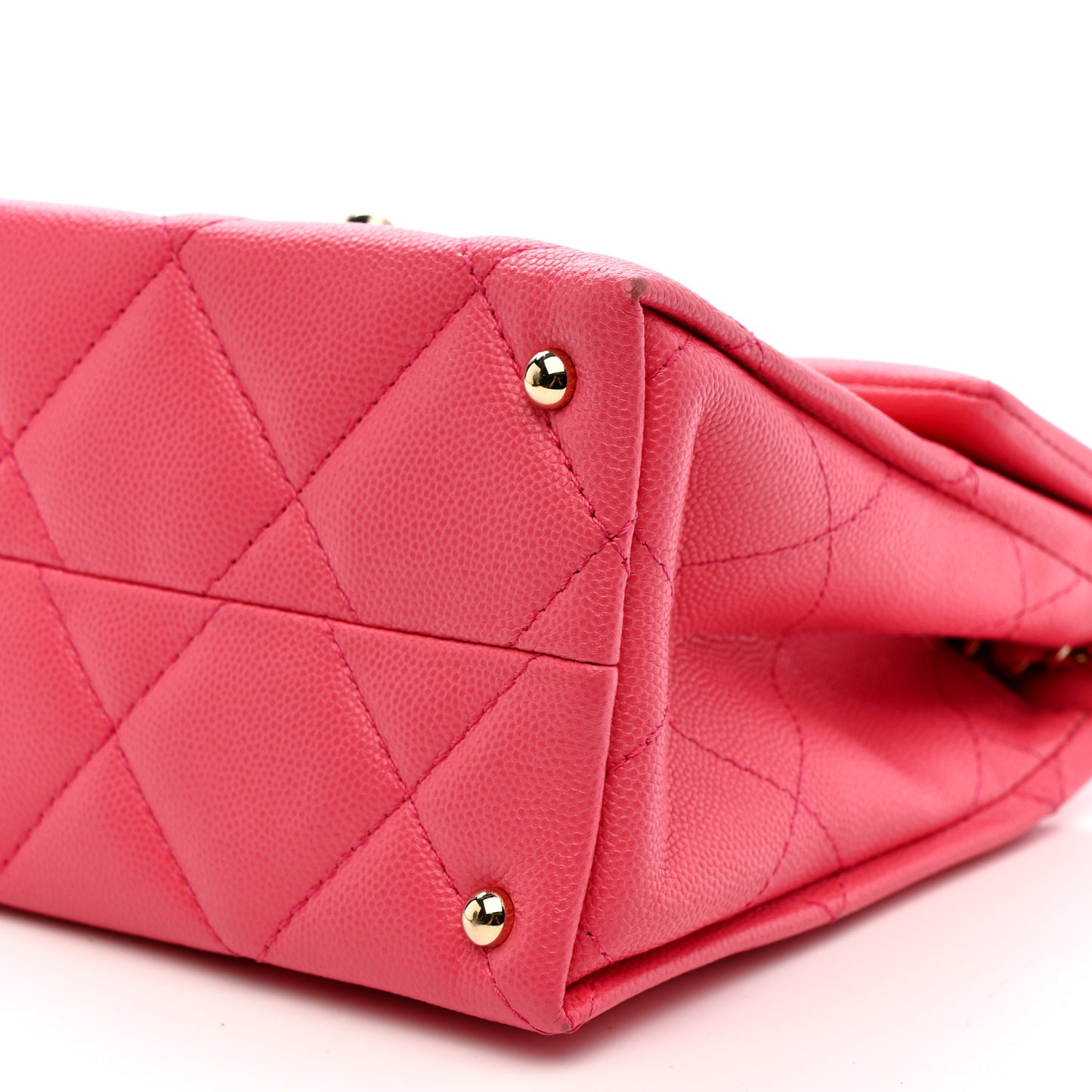 Caviar Quilted Mini Retro Twist Top Handle Flap Pink