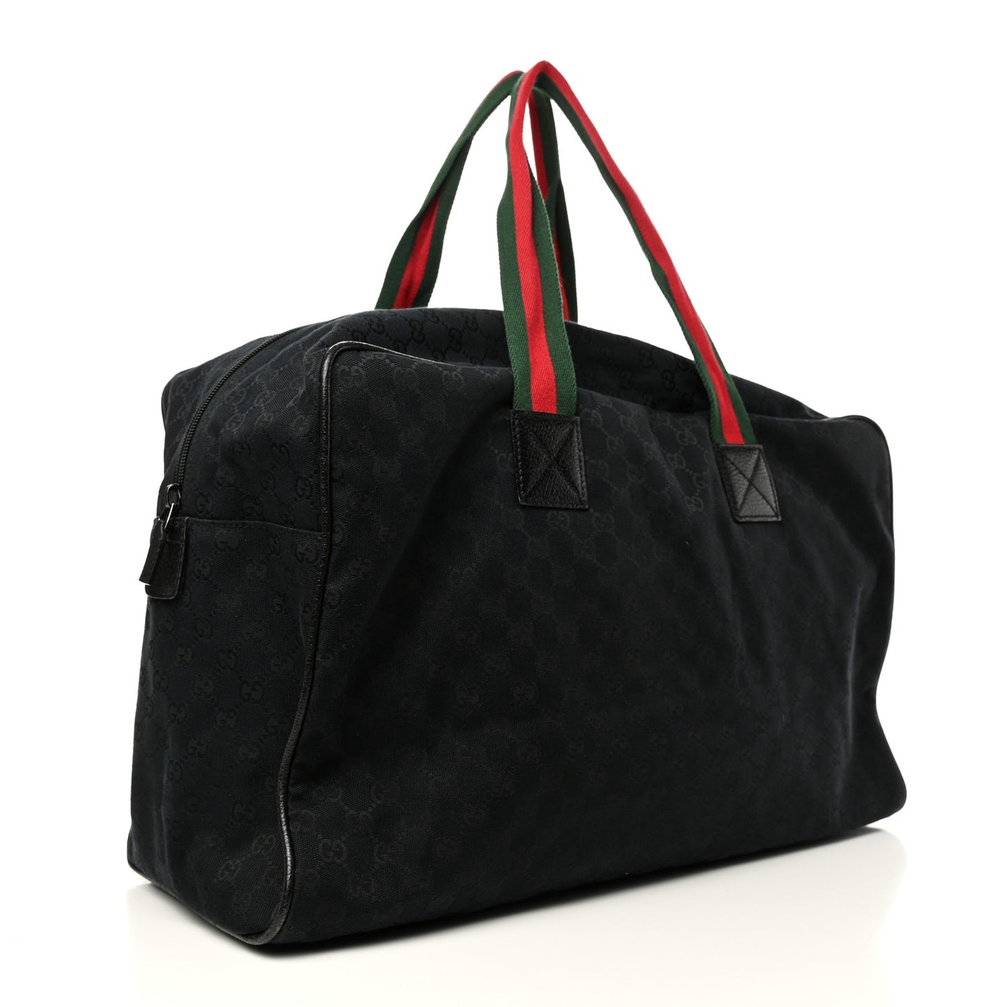 GG Monogram Web Large Collapsible Carry On Duffle Bag Black