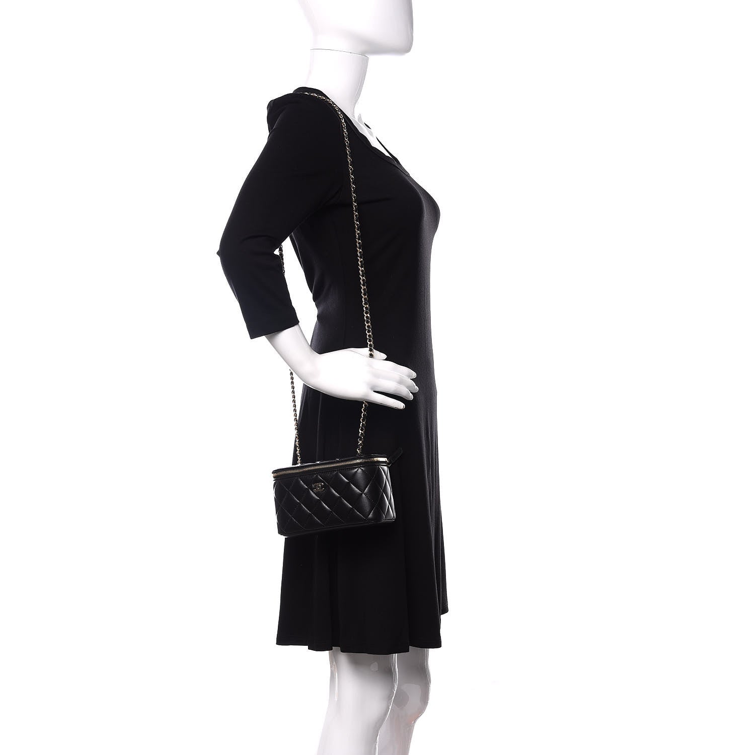 Chanel Lambskin Quilted Small Vanity Case With Chain Black 2 of 11