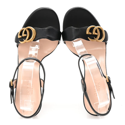 Gucci Lifford Calfskin GG Marmont Ankle Wrap 105mm Sandals 35 Black 2 of 9