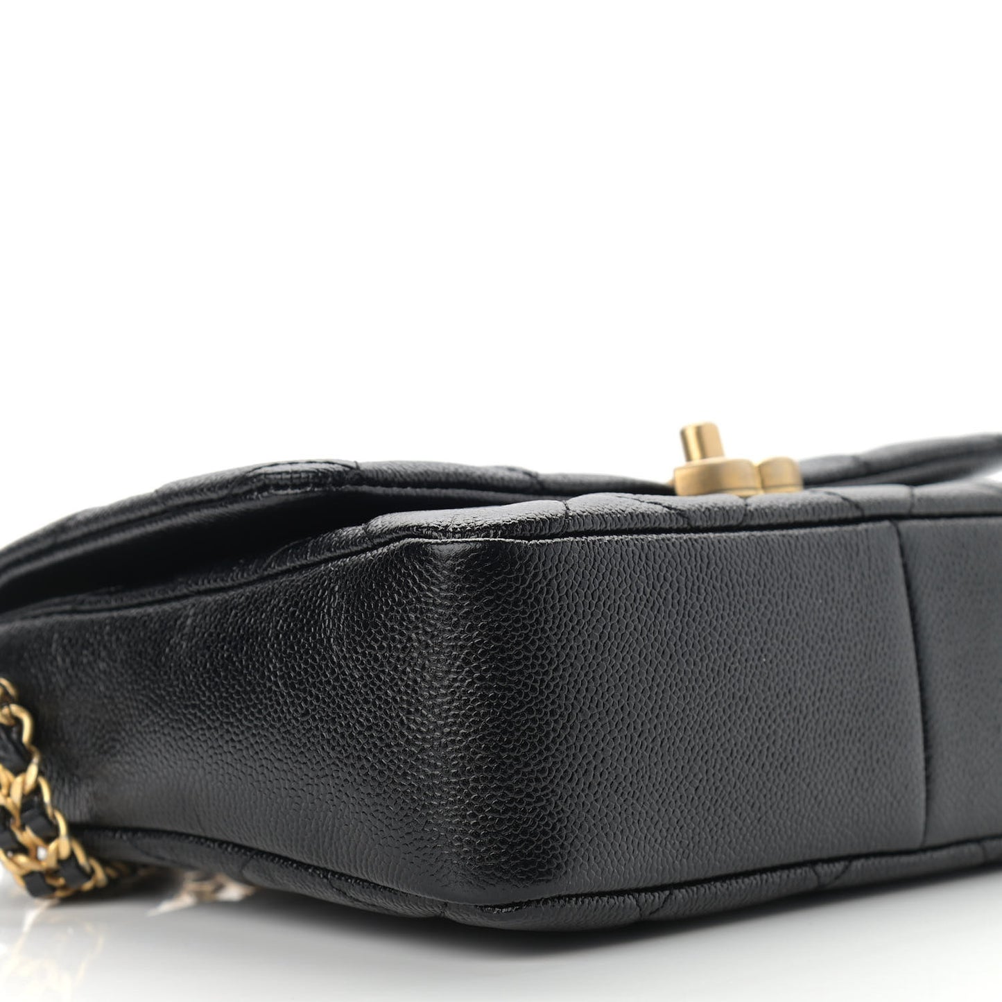 Shiny Caviar Quilted Small Chain Melody Flap Black