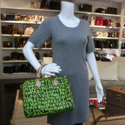 Louis Vuitton Monogram Graffiti Speedy 30 Green 2 of 9