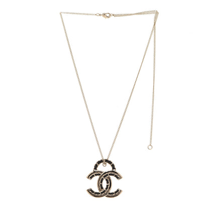 Chanel Lambskin CC Chain Necklace Gold Black 3 of 6
