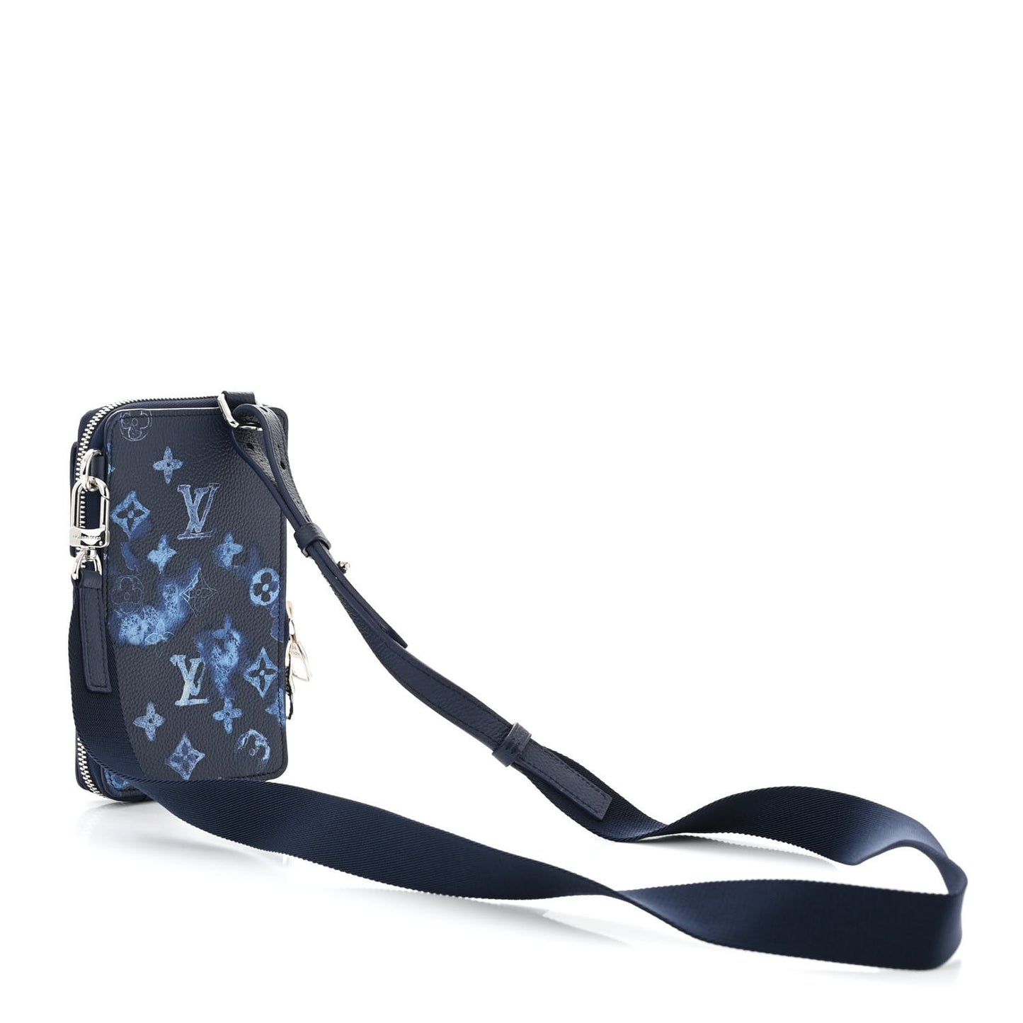 Monogram Ink Watercolor Phone Pouch Blue