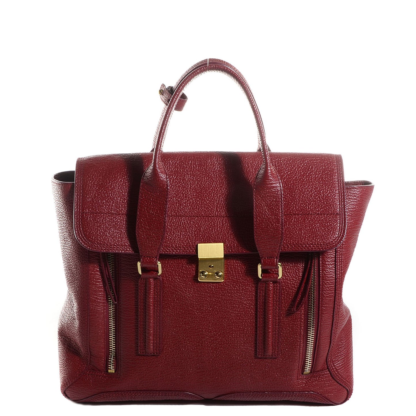 3.1 Leather Large Pashli Satchel Crimson