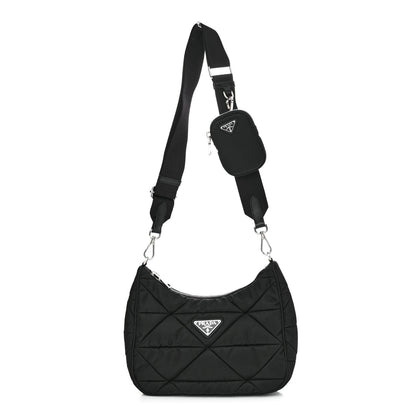Prada Re-Nylon Triangle Padded Patchwork Shoulder Bag Black 1 of 11