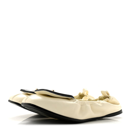 Chanel Lambskin CC Turnlock Ballerina Flats 37 Ivory Black 4 of 9