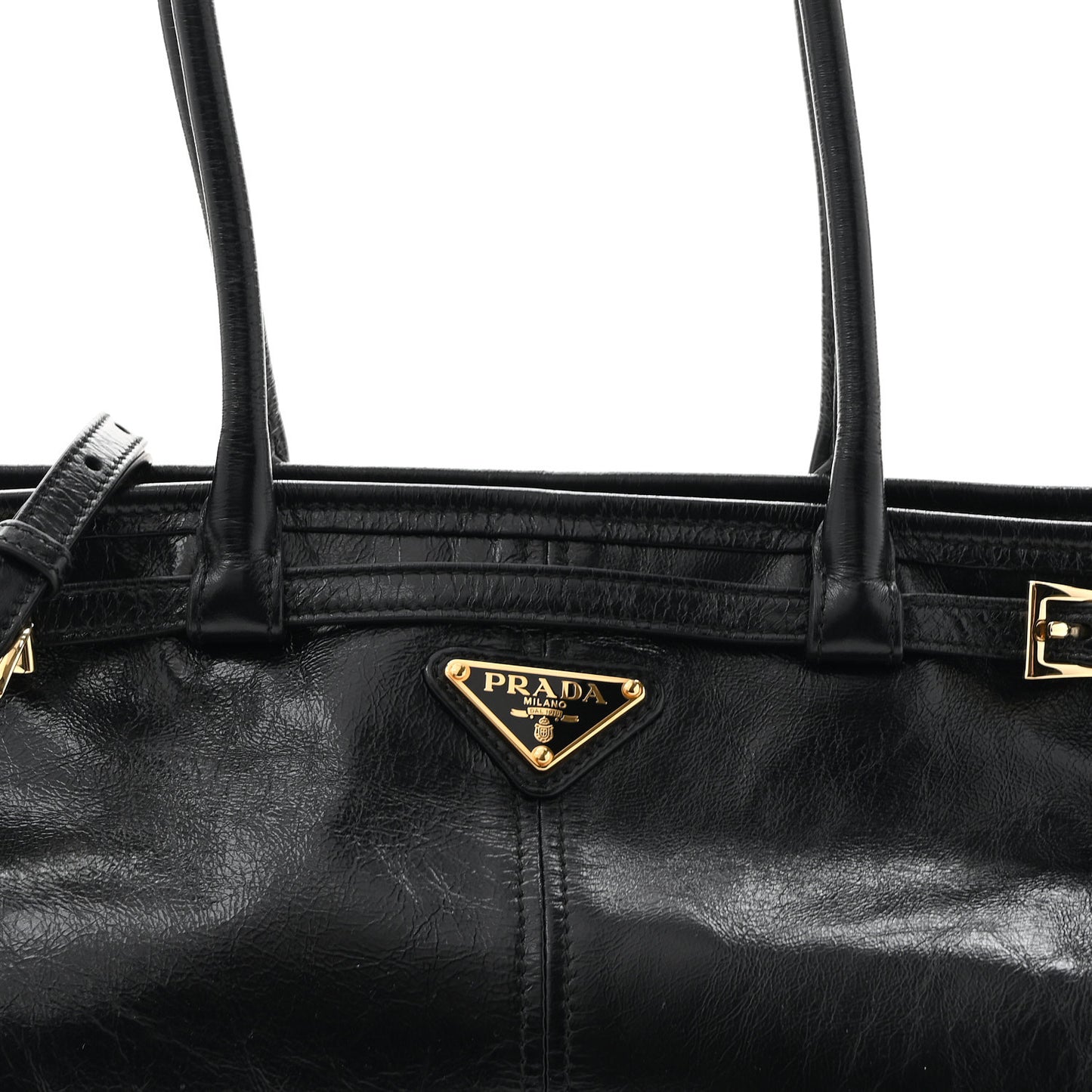 Glossy Calfskin Triangle Medium Bonnie Shoulder Bag Black