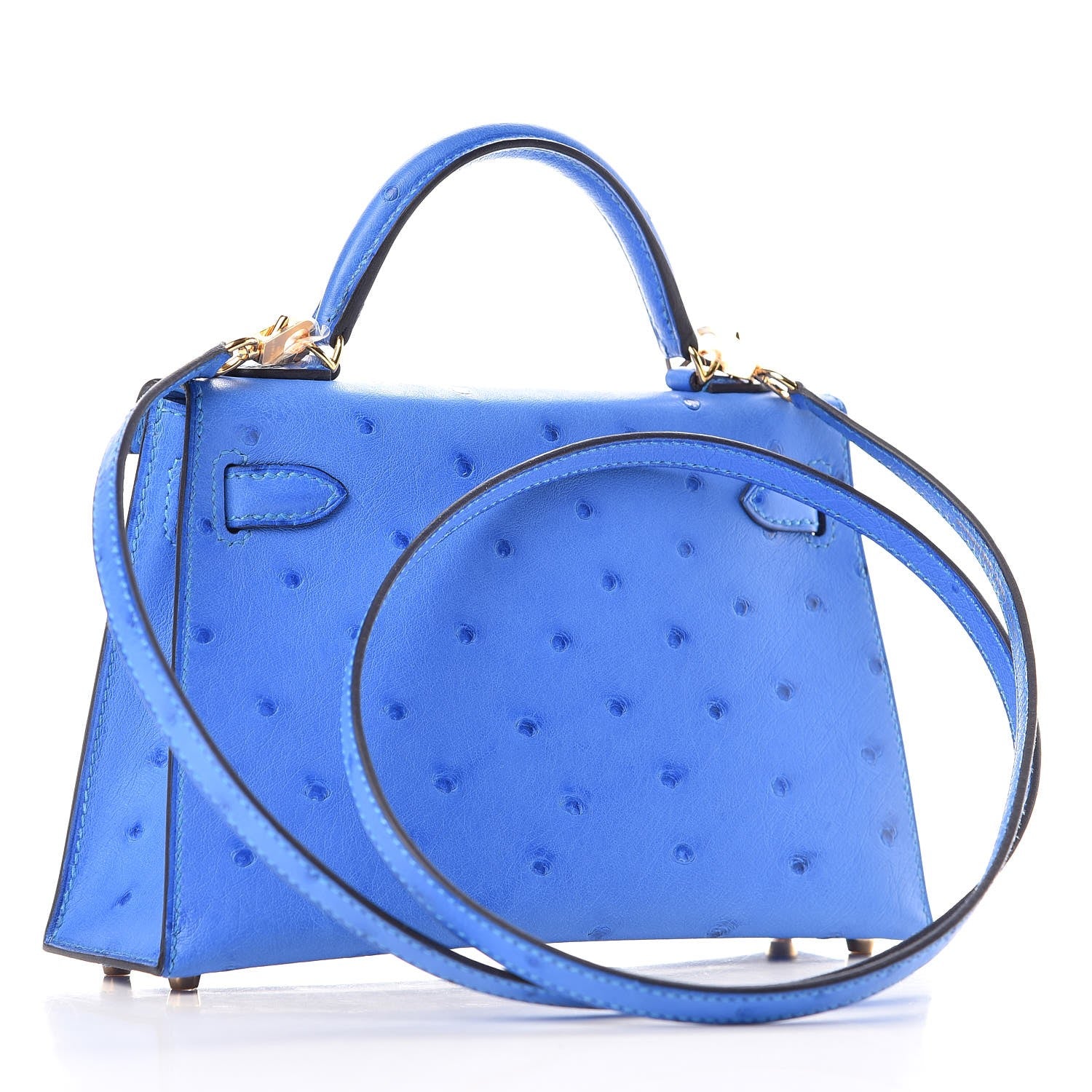 Hermes Ostrich Mini Kelly Sellier 20 Blueet 23 of 60