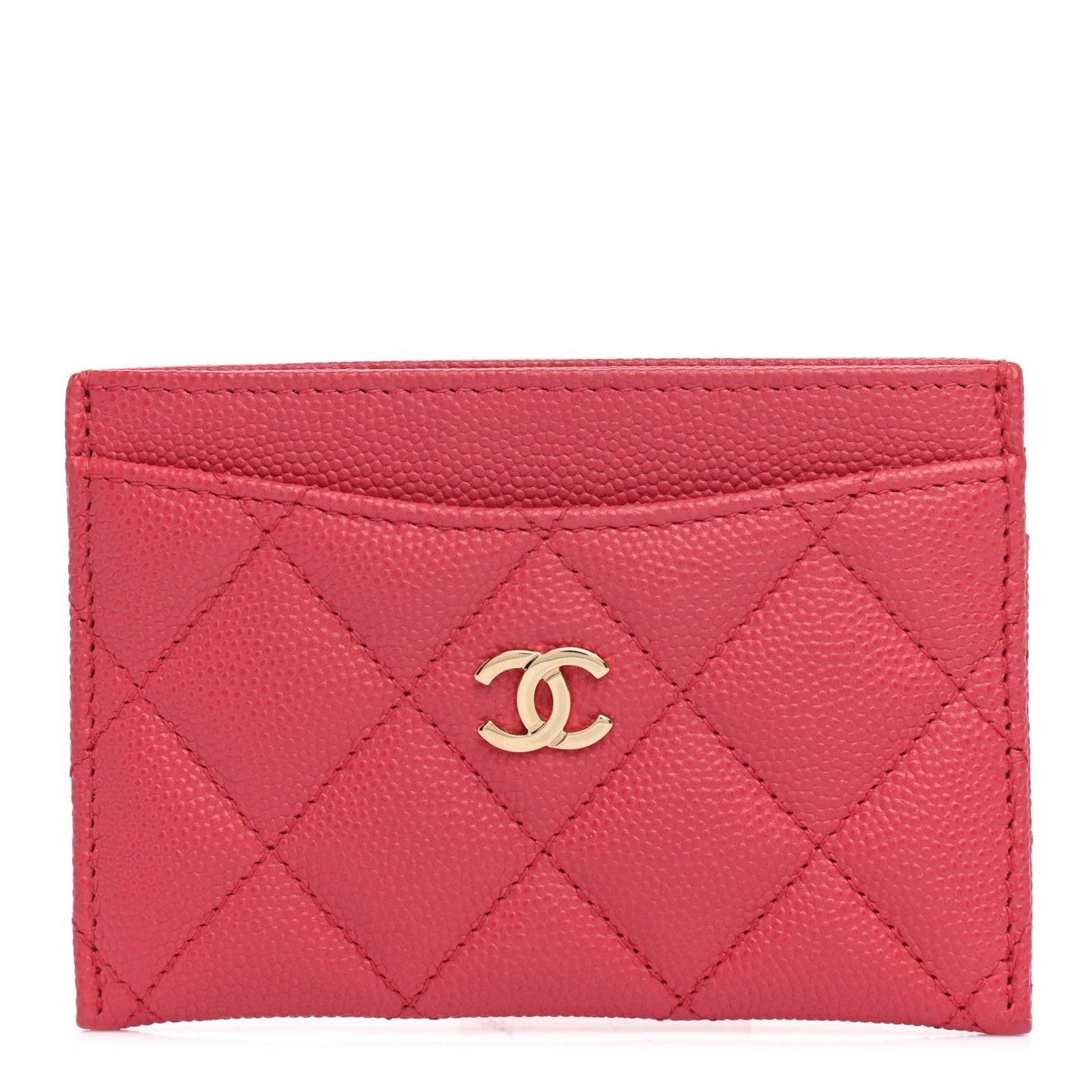 Caviar Quilted Card Holder Pink