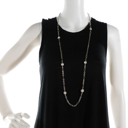 David Yurman Sterling Silver 14mm Pearl Figaro Chain Necklace 2 of 6
