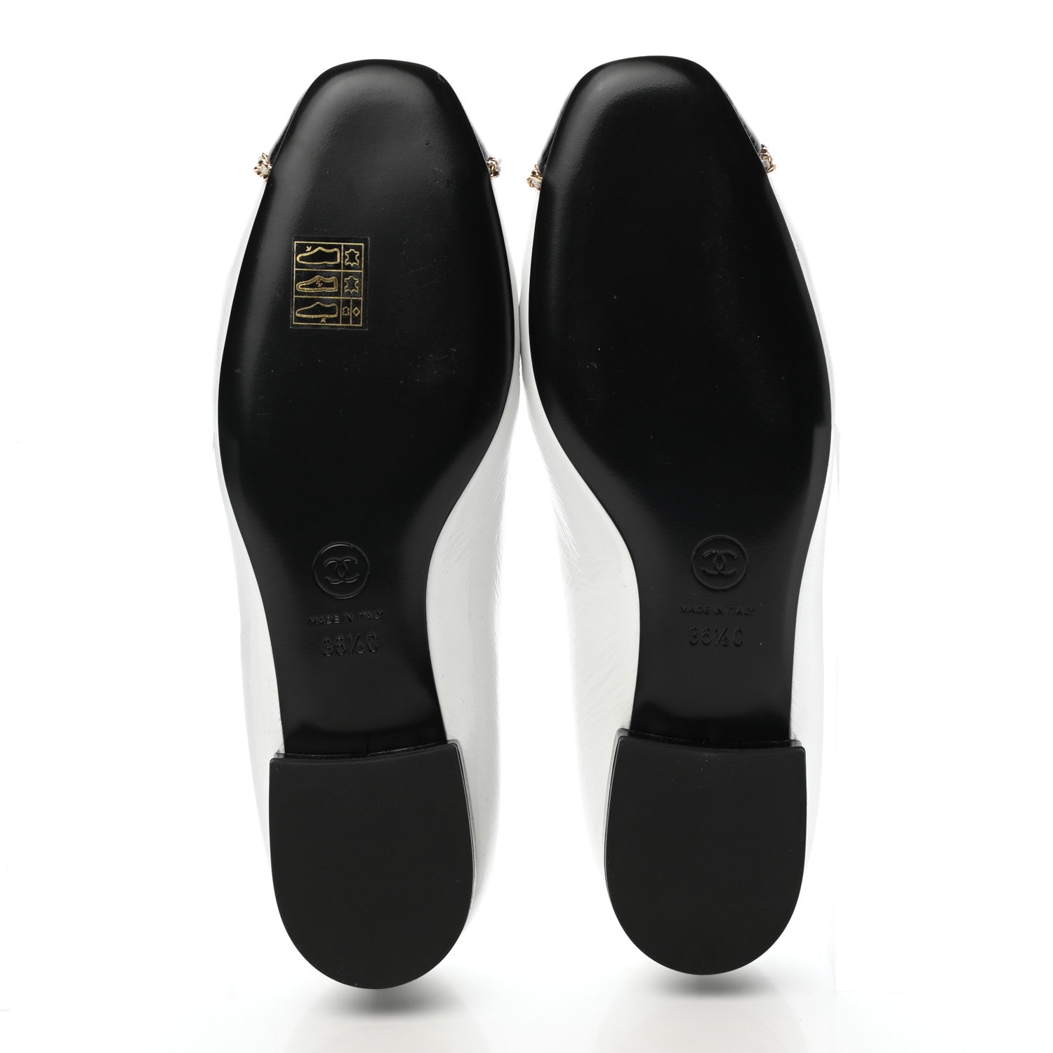 Chanel Patent Cap Toe Chain Moccasin Loafers 36.5 White Black 5 of 8