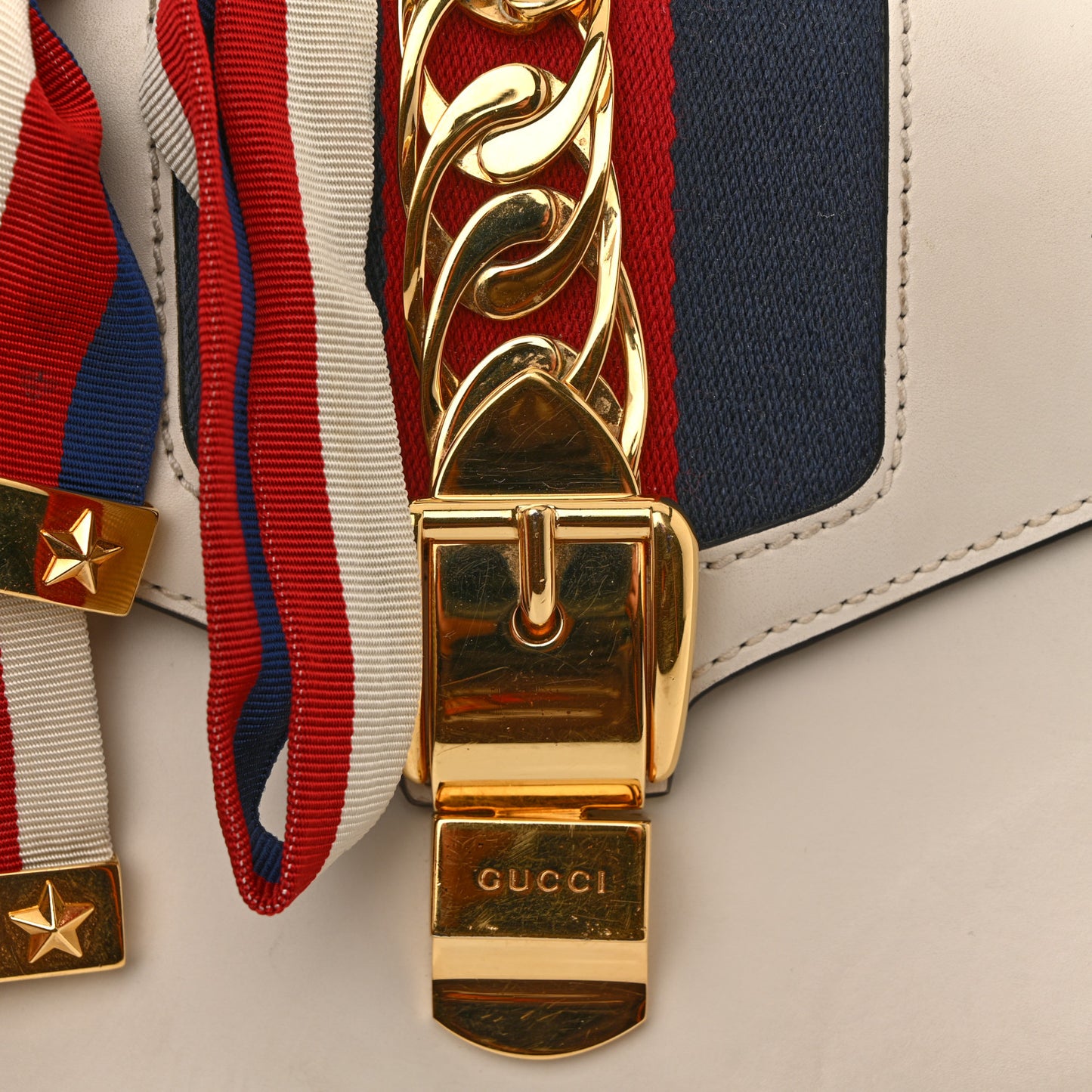 Calfskin Mini Sylvie Chain Shoulder Bag White