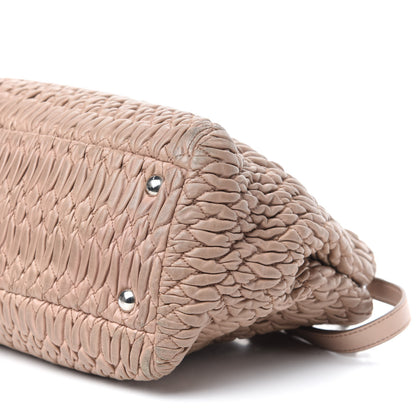 Miu Miu Nappa Matelasse Swarovski Crystal Tote Cammeo 7 of 17