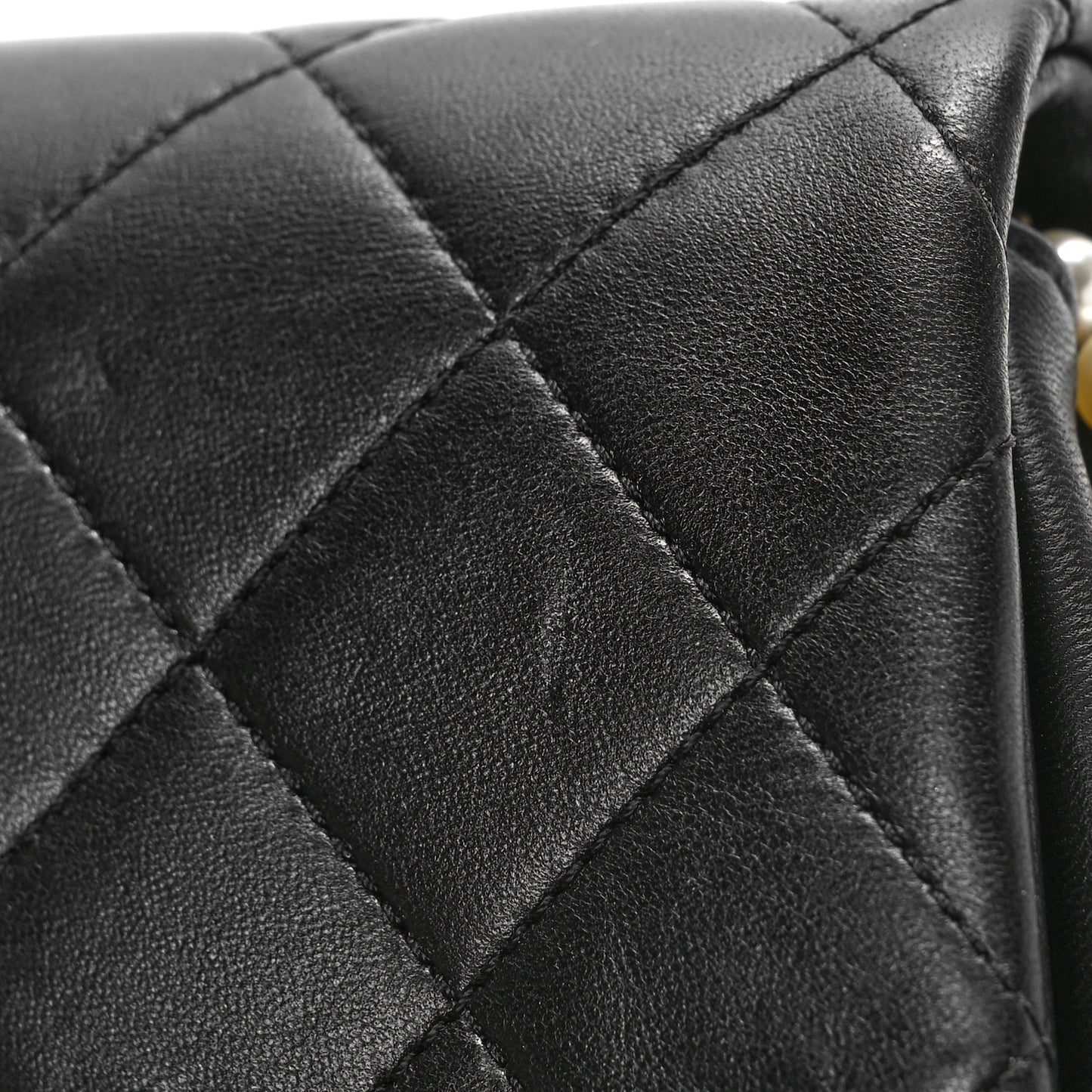 Lambskin Pearl Quilted Side Packs Black