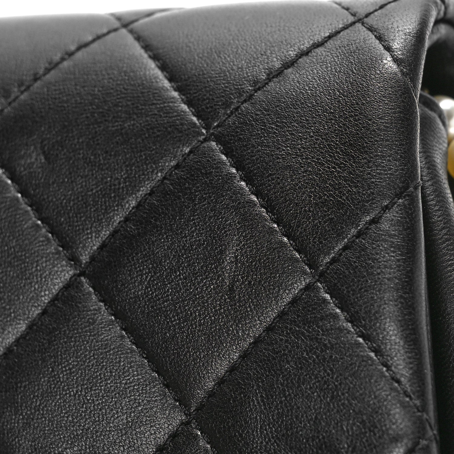 Chanel Lambskin Pearl Quilted Side Packs Black 10 of 10