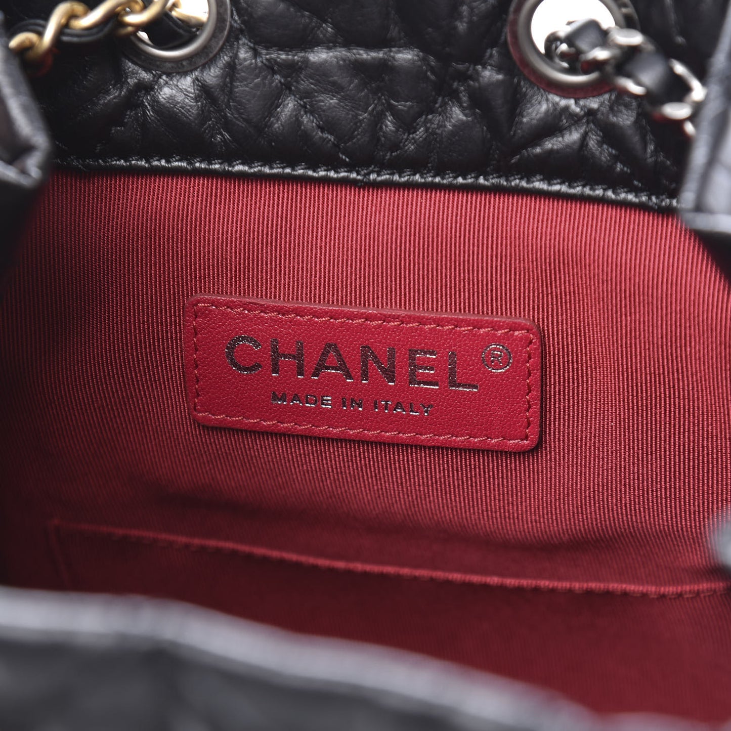 Aged Calfskin Quilted Gabrielle Backpack Black