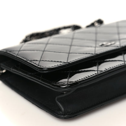Chanel Patent Calfskin Quilted Wallet On Chain WOC Black 9 of 11